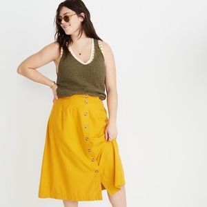 Madewell Patio Button Front Midi Skirt
